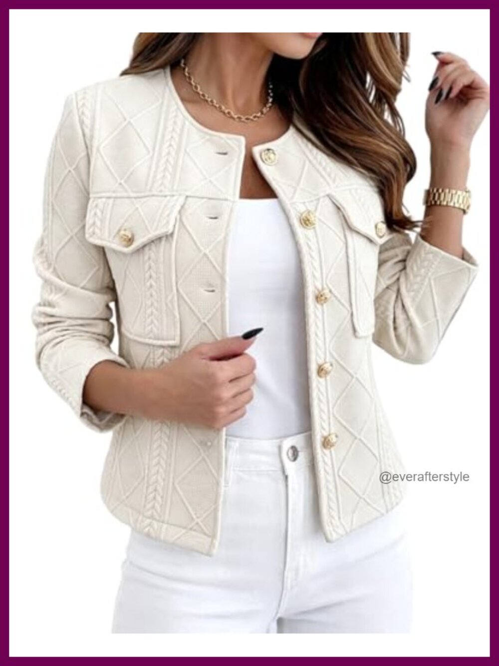Cropped Argyle Cable Knit Jacket Lightweight Casual Layering Coat